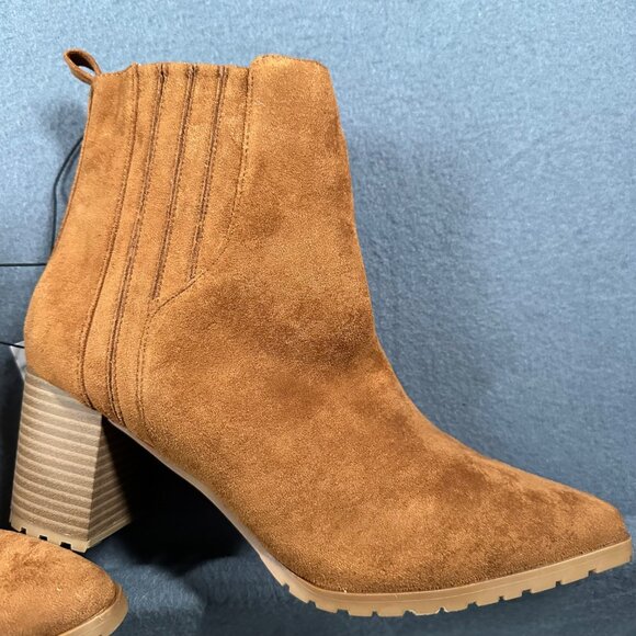 Maurices Womens 9.5 Cognac Brown Pointed Toe Ankle Side Zip Boots Booties NWT - Picture 7 of 11